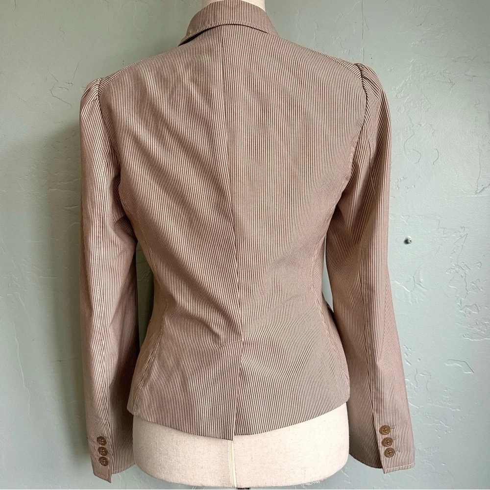 The Limited Y2K Women’s Tan Beige Striped Blazer Jacket Size 4 Business Casual‎